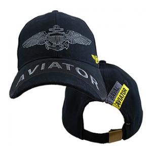 US Navy Aviator Gray Logo Cap (Dark Navy)