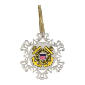 Embroidered Coast Guard Snow Flake Christmas Ornament