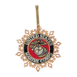 Embroidered Marine Corps Snow Flake Christmas Ornament
