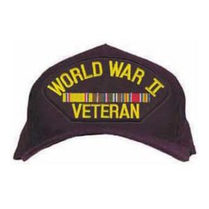 World War II Veteran Cap with 3 Ribbons (Europe)(Dark Navy Cap) (Direct Embroidered)