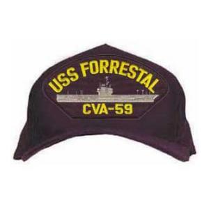 USS Forrestal CVA-59 Cap (Dark Navy) (Direct Embroidered)