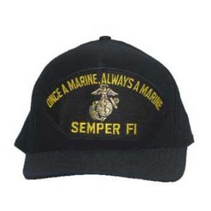 Once A Marine Always A Marine Semper Fi with Globe & Anchor Cap (Black)