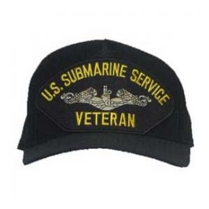 U. S. Submarine Service Veteran Cap with Silver Emblem (Dark Navy)