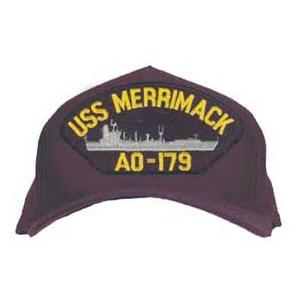 USS Merrimack AO-179 Cap with Boat (Dark Navy) (Direct Embroidered)