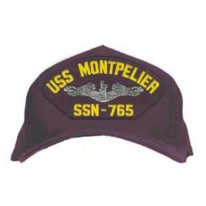 USS Montpelier SSN-765 Cap with Silver Emblem (Dark Navy) (Direct Embroidered)