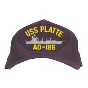 USS Platte AO-186 Cap with Boat (Dark Navy) (Direct Embroidered)