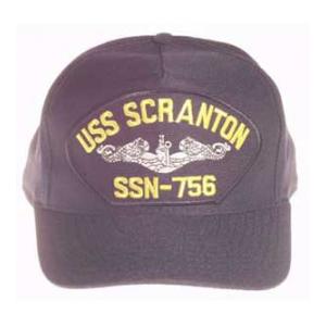 USS Scranton SSN-756 Cap with Silver Emblem (Dark Navy) (Direct Embroidered)