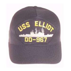 USS Elliot DD-967 Cap (Dark Navy) (Direct Embroidered)