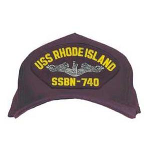 USS Rhode Island SSBN-740 Cap with Silver Emblem (Dark Navy) (Direct Embroidered)