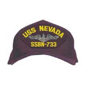 USS Nevada SSBN-733 Cap with Silver Emblem (Dark Navy) (Direct Embroidered)