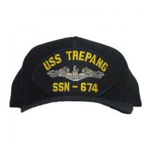 USS Trepang SSN-674 Cap with Silver Emblem (Dark Navy) (Direct Embroidered)
