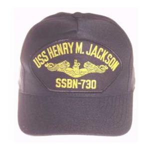 USS Henry M. Jackson SSBN-730 Cap with Gold Emblem (Dark Navy) (Direct Embroidered)