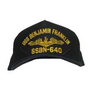 USS Benjamin Franklin SSBN-640 Cap with Gold Emblem (Dark Navy) (Direct Embroidered)