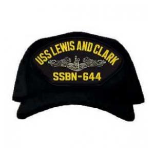 USS Lewis and Clark SSBN-644 Cap with Silver Emblem (Dark Navy) (Direct Embroidered)