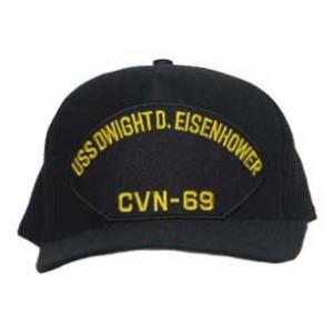 USS Dwight D. Eisenhower CVN-69 Cap with Letters Only (Dark Navy) (Direct Embroidered)