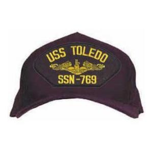 USS Toledo SSN-769 Cap with Gold Emblem (Dark Navy) (Direct Embroidered)