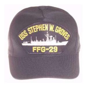 USS Stephen W. Groves FFG-29 Cap (Dark Navy) (Direct Embroidered)