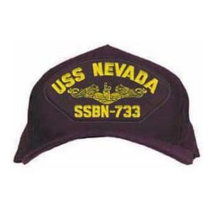 USS Nevada SSBN-733 Cap with Gold Emblem (Dark Navy) (Direct Embroidered)