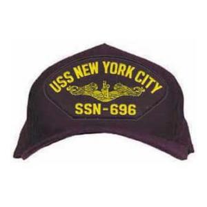 USS New York City SSN-696 Cap with Gold Emblem (Dark Navy) (Direct Embroidered)