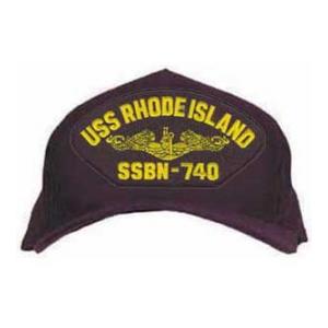 USS Rhode Island SSBN-740 Cap with Gold Emblem (Dark Navy) (Direct Embroidered)