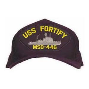 USS Fortify MSO-446 Cap with Emblem (Dark Navy) (Direct Embroidered)