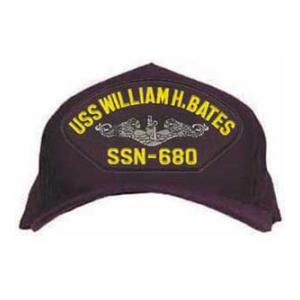 USS William H. Bates SSN-680 Cap with Silver Emblem (Dark Navy) (Direct Embroidered)