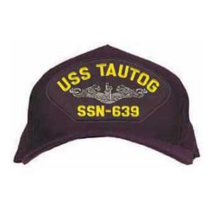 USS Tautog SSN-639 Cap with Silver Emblem (Dark Navy) (Direct Embroidered)