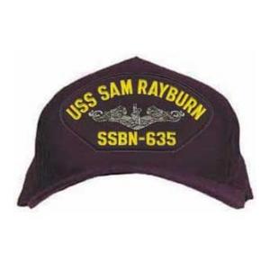 USS Sam Rayburn SSBN-635 Cap with Silver Emblem (Dark Navy) (Direct Embroidered)