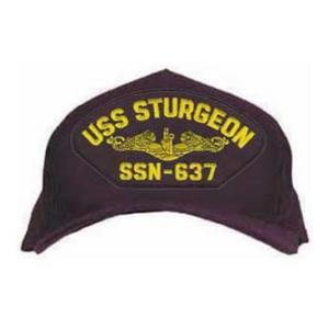 USS Sturgeon SSN-637 Cap with Gold Emblem (Dark Navy) (Direct Embroidered)