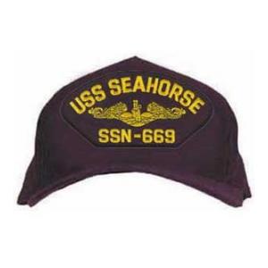 USS Seahorse SSN-669 Cap with Gold Emblem (Dark Navy) (Direct Embroidered)