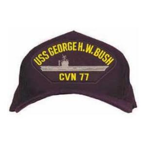 USS George H. W. Bush CVN-77 Cap (Dark Navy) (Direct Embroidered)