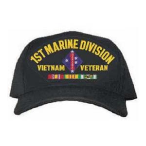 1st Marine Division Vietnam Veteran Cap with 3 Ribbons and Patch