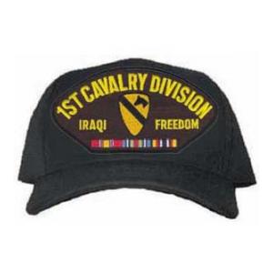 1st Cavalry Division Iraqi Freedom Cap with 3 Ribbons and Emblem (Black)