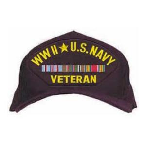 WWII Navy Veteran Cap with 3 Ribbons 