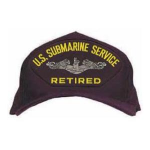 U. S. Submarine Service Retired Cap with Silver Emblem (Dark Navy) (Direct Embroidered)