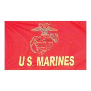 US Marines (Gold) Flag (Red) (3' x 5')