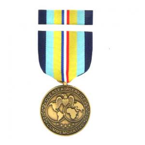 Overseas Service Commemorative Medal & Ribbon Cased