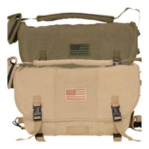 Retro Courier Shoulder Bag with American Flag Patch