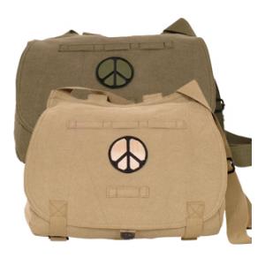 Retro Hungarian Shoulder Bag with Peace Sign Patch