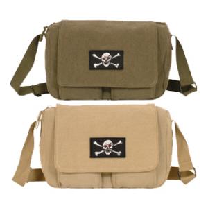 Retro Departure Shoulder Bag with Skull and Crossbones Patch