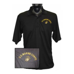 U.S. Marine Corps Wicking Mesh Polo Shirt (Black)