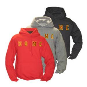 USMC Lettered Hooded Long Sleeve Sweatshirt