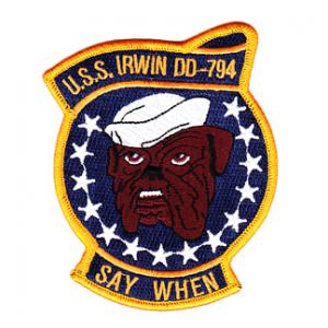 USS Irwin DD-794 Ship Patch