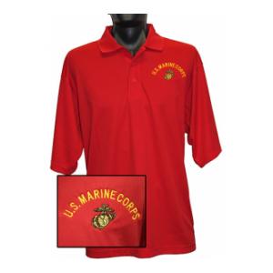 U.S. Marine Corps Wicking Mesh Polo Shirt (Red)