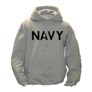 Navy Hooded Long Sleeve Sweatshirt (Gray)