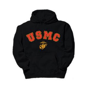 Marine Hooded Long Sleeve Sweatshirt (Black)