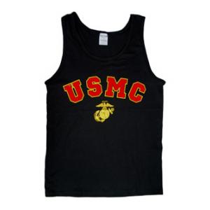 USMC Marines Tank Top with Globe and Anchor (Black)