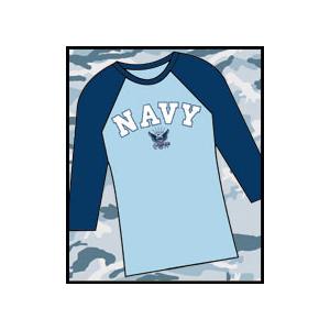 Navy 3/4 Sleeve Shirt (Light Blue and Navy Blue)