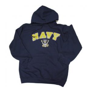 Navy Hooded Long Sleeve Sweatshirt (Navy Blue)