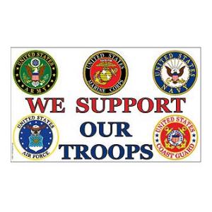 We Support Our Troops with Military Seals (3' x 5')